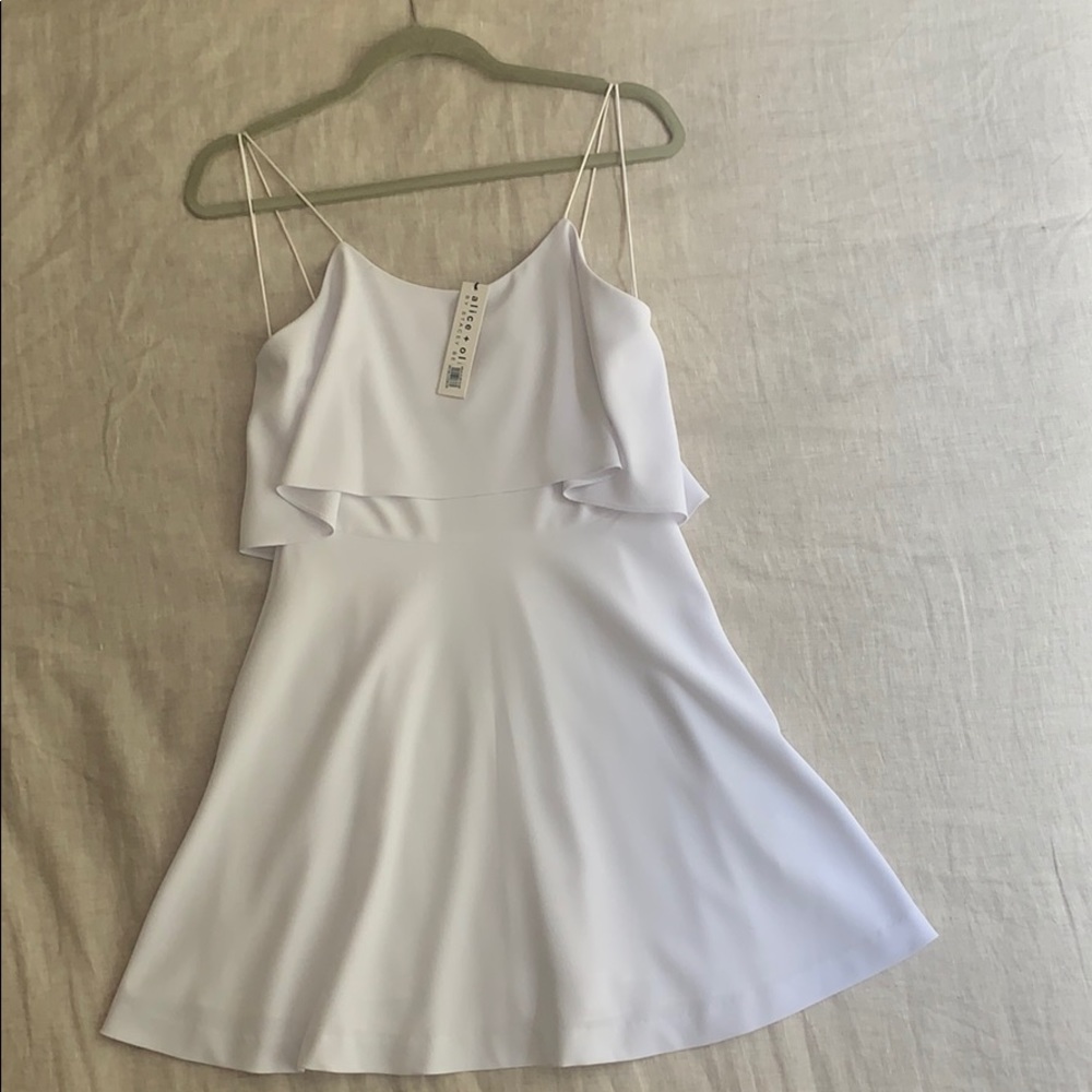Alice + Olivia white ruffle dress